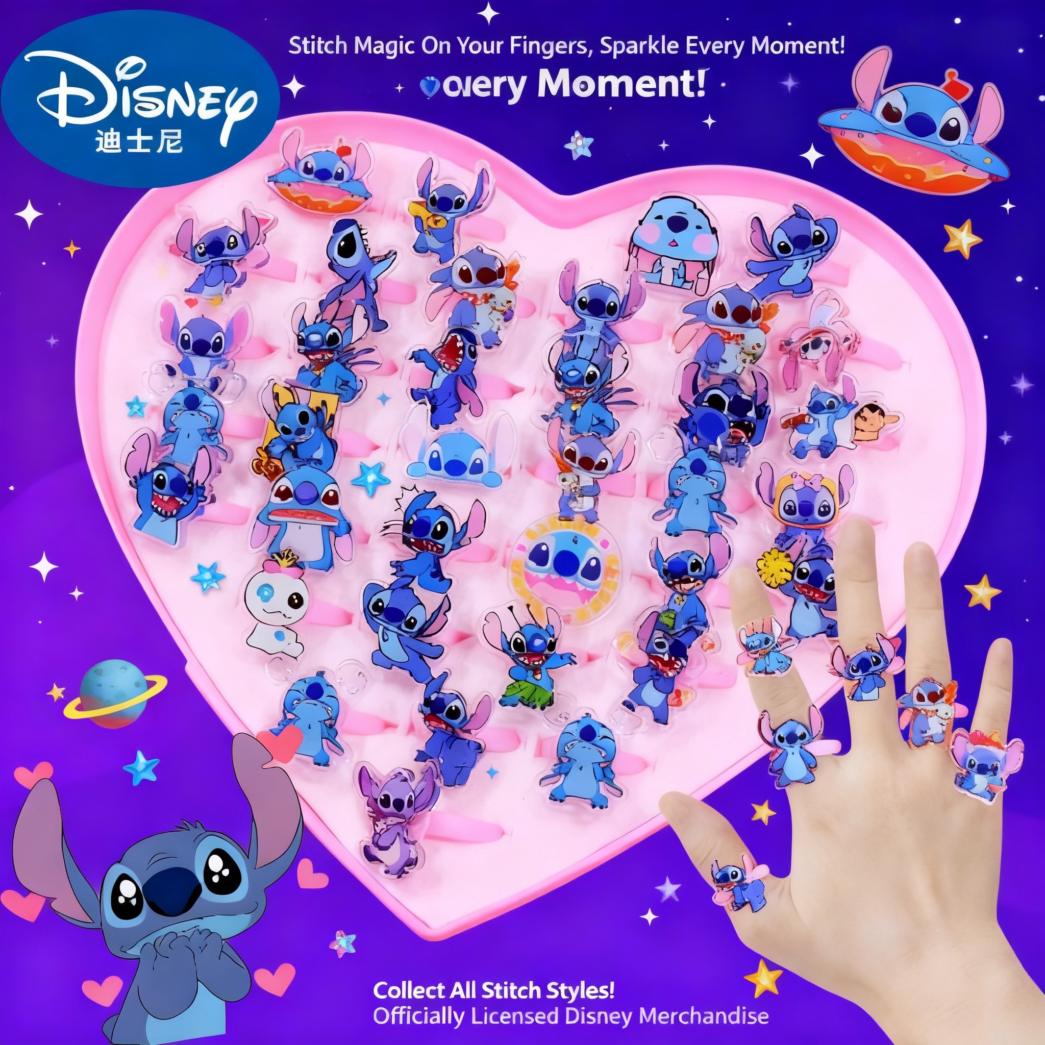 Party Games Kids - Stitch Acrylic Ring 10/20pcs Kawaii Lilo