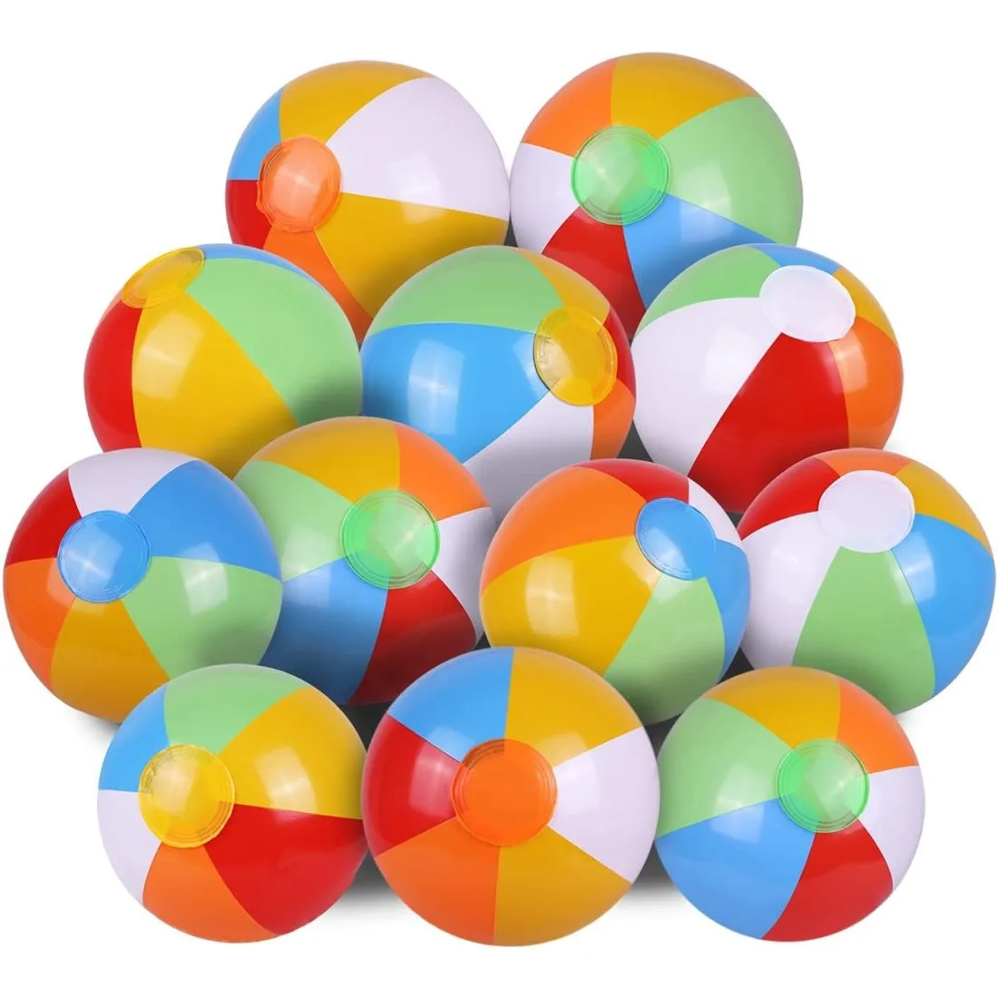 Party Games Summer - Rainbow Inflatable Beach Balls 5 Pack