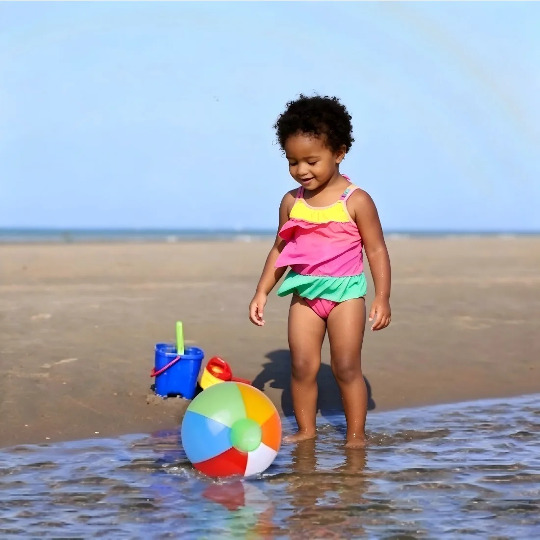 Rainbow Inflatable Beach Balls - Party Games Summer reseña y precio